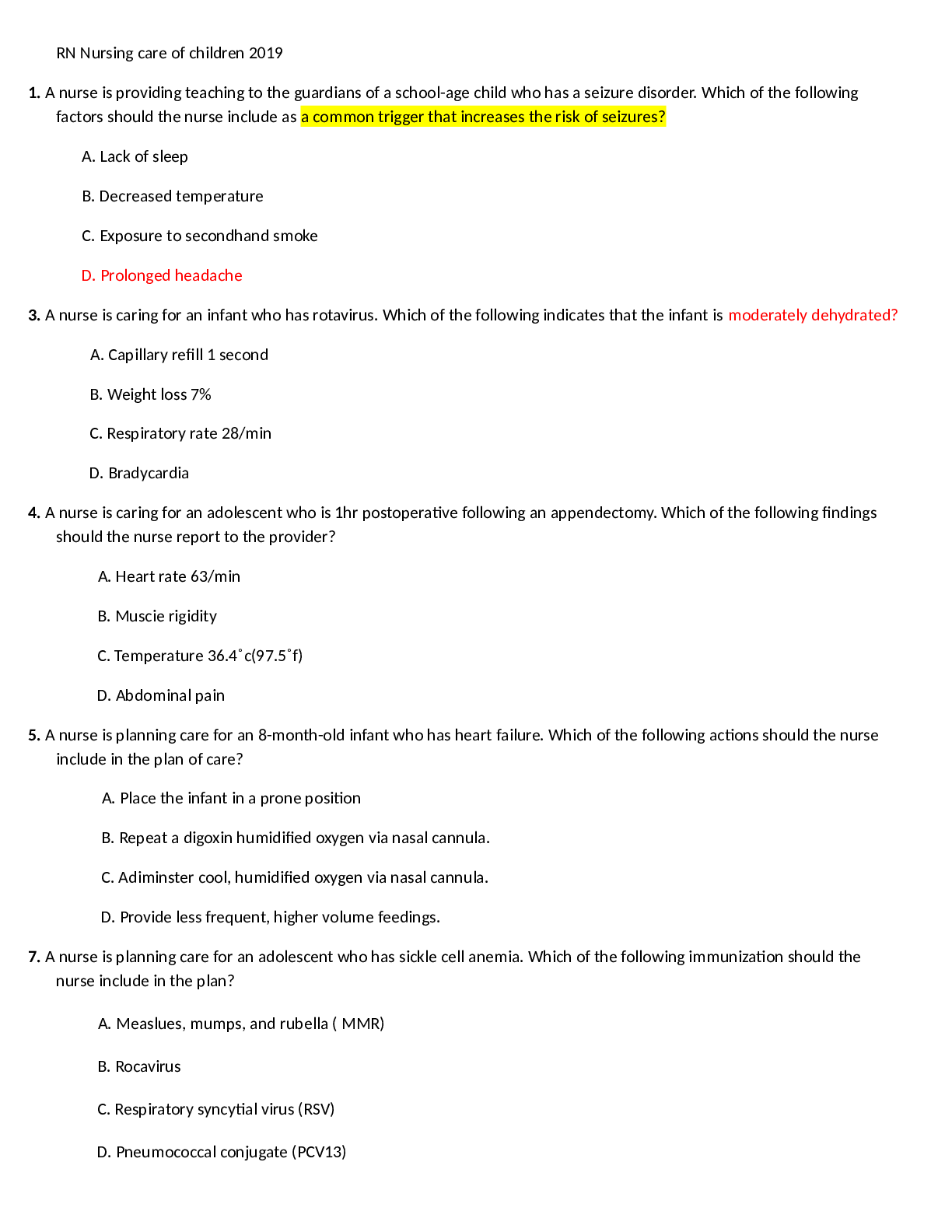 Preview image for RN Nursing care of children 2019